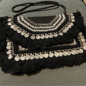 Black and Silver Embellished Women's Bag